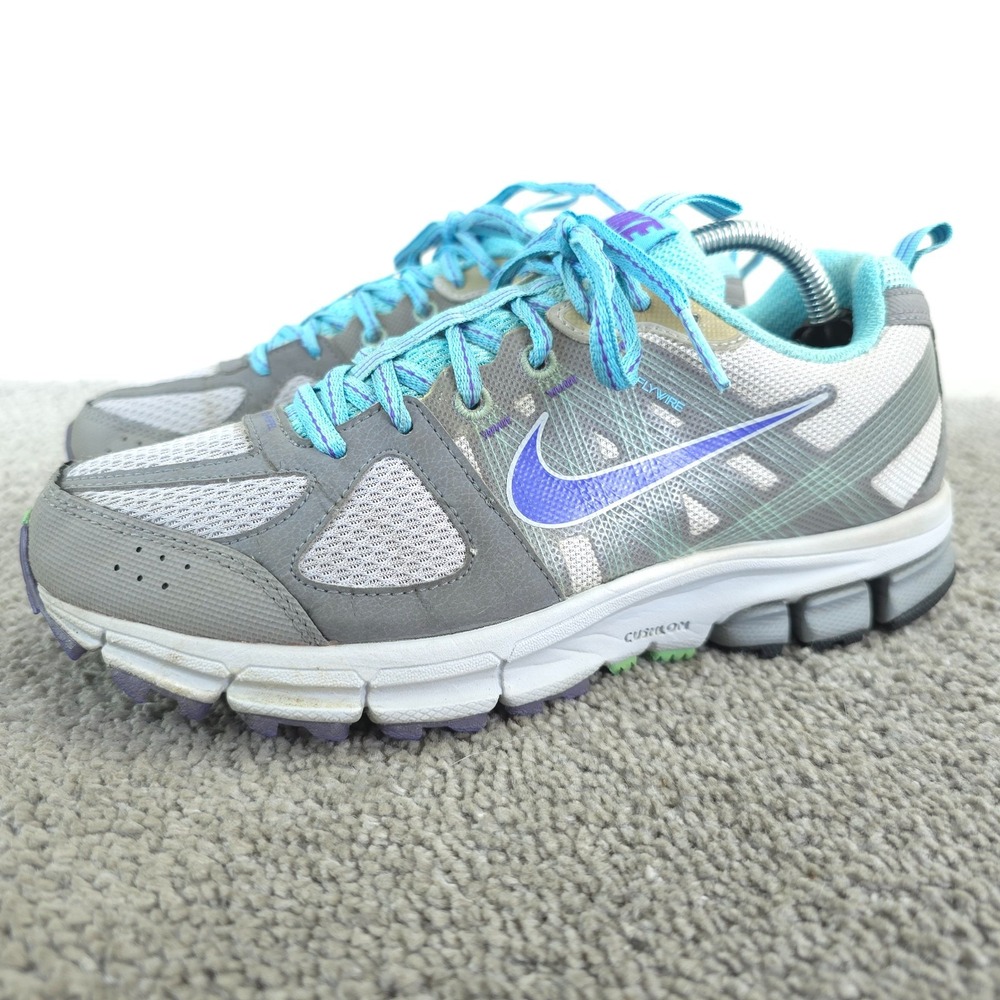 Nike Pegasus 28 Trail Running Shoes Womens 7 Gray Blue Flywire 447841-041 Low